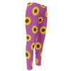 Magenta Pink Sunflower Pattern Print Men's Compression Pants