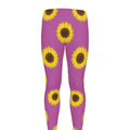 Magenta Pink Sunflower Pattern Print Men's Leggings