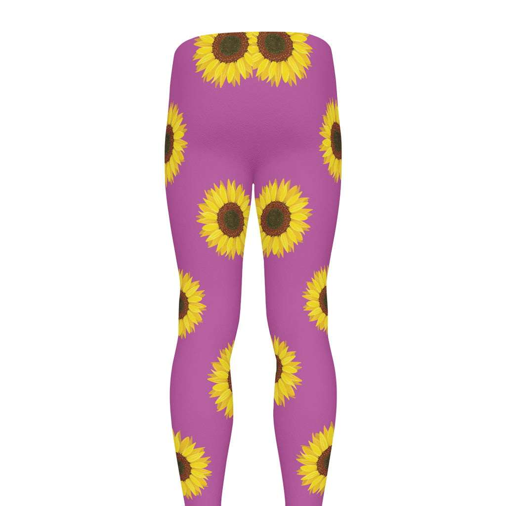 Magenta Pink Sunflower Pattern Print Men's leggings