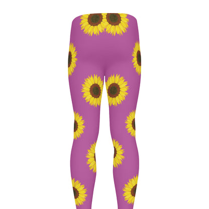 Magenta Pink Sunflower Pattern Print Men's leggings