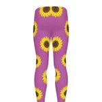 Magenta Pink Sunflower Pattern Print Men's leggings