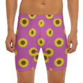 Magenta Pink Sunflower Pattern Print Men's Long Boxer Briefs