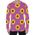 Magenta Pink Sunflower Pattern Print Men's Long Sleeve T-Shirt