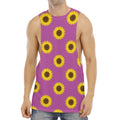Magenta Pink Sunflower Pattern Print Men's Muscle Tank Top