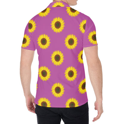 Magenta Pink Sunflower Pattern Print Men's Shirt