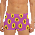Magenta Pink Sunflower Pattern Print Men's Short Boxer Briefs