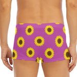 Magenta Pink Sunflower Pattern Print Men's Short Boxer Briefs