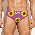 Magenta Pink Sunflower Pattern Print Men's Swim Briefs
