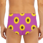 Magenta Pink Sunflower Pattern Print Men's Triangle Swim Briefs