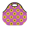 Magenta Pink Sunflower Pattern Print Neoprene Lunch Bag
