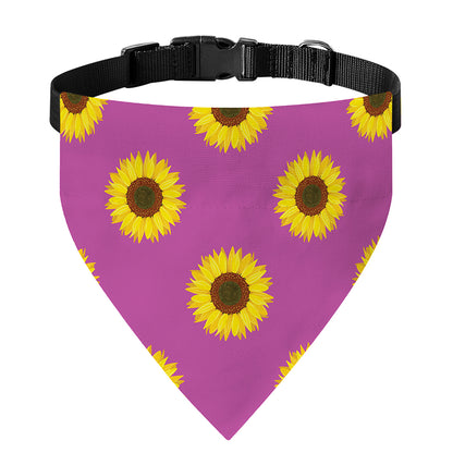 Magenta Pink Sunflower Pattern Print Over The Collar Dog Bandana