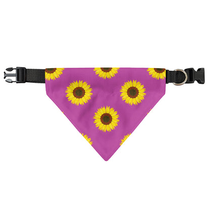 Magenta Pink Sunflower Pattern Print Over The Collar Dog Bandana