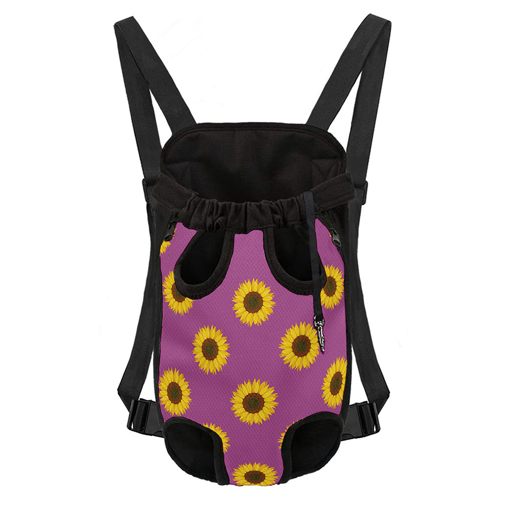 Magenta Pink Sunflower Pattern Print Pet Carrier Backpack