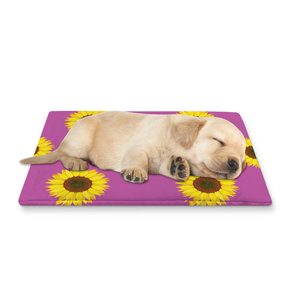 Magenta Pink Sunflower Pattern Print Pet Cooling Mat Cover