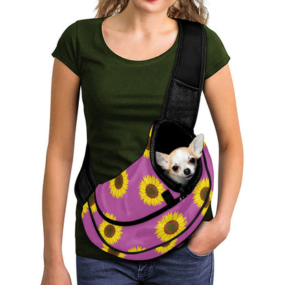 Magenta Pink Sunflower Pattern Print Pet Sling Carrier