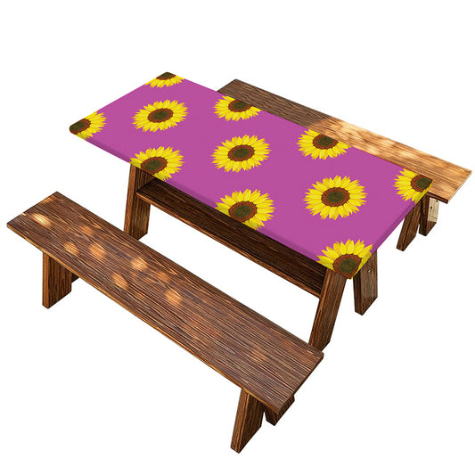 Magenta Pink Sunflower Pattern Print Picnic Table Cover