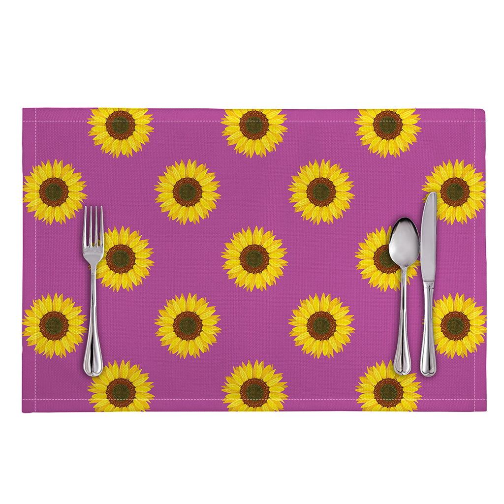 Magenta Pink Sunflower Pattern Print Placemat