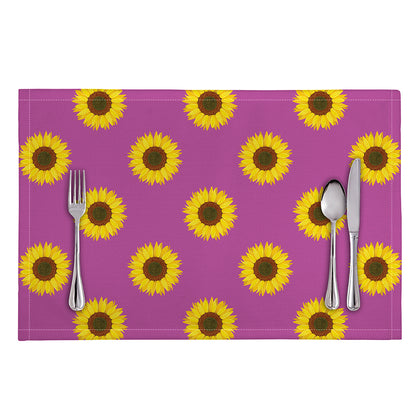 Magenta Pink Sunflower Pattern Print Placemat