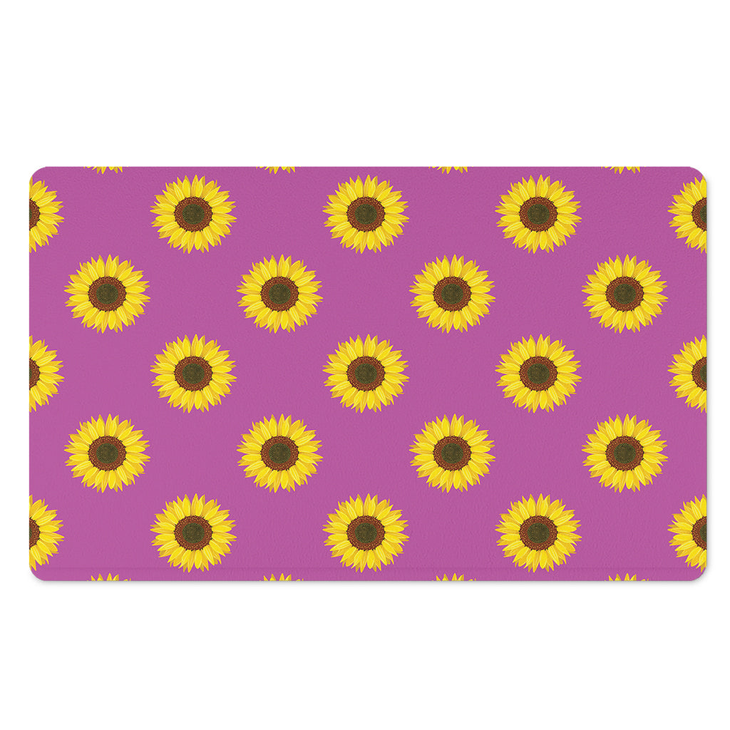Magenta Pink Sunflower Pattern Print Polyester Doormat