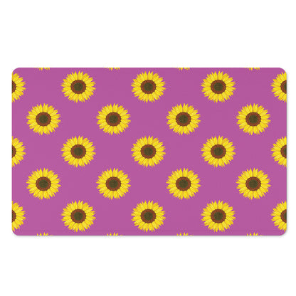 Magenta Pink Sunflower Pattern Print Polyester Doormat