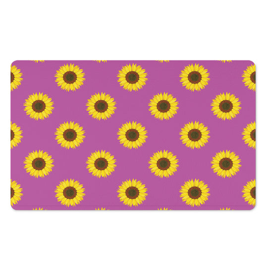 Magenta Pink Sunflower Pattern Print Polyester Doormat