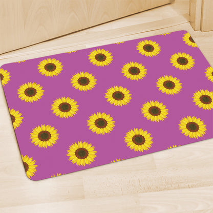 Magenta Pink Sunflower Pattern Print Polyester Doormat