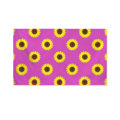Magenta Pink Sunflower Pattern Print Polyester Flag