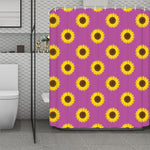 Magenta Pink Sunflower Pattern Print Polyester Shower Curtain