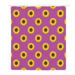 Magenta Pink Sunflower Pattern Print Polyester Shower Curtain