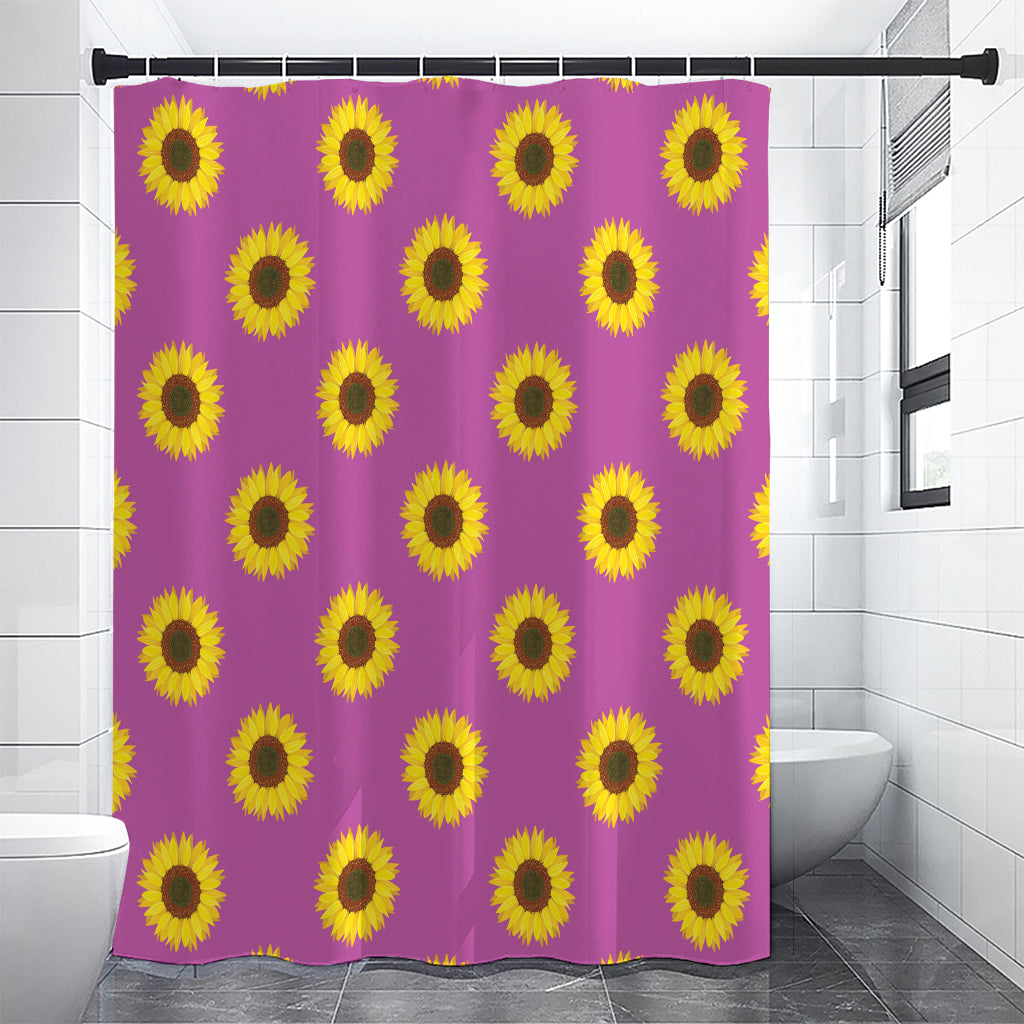 Magenta Pink Sunflower Pattern Print Premium Shower Curtain