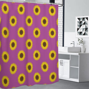 Magenta Pink Sunflower Pattern Print Premium Shower Curtain