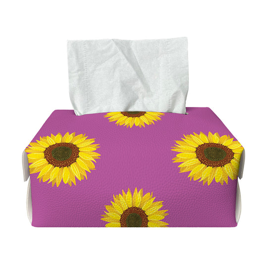 Magenta Pink Sunflower Pattern Print Rectangle Tissue Box Cover