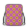 Magenta Pink Sunflower Pattern Print Rectangular Crossbody Bag