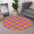Magenta Pink Sunflower Pattern Print Round Rug