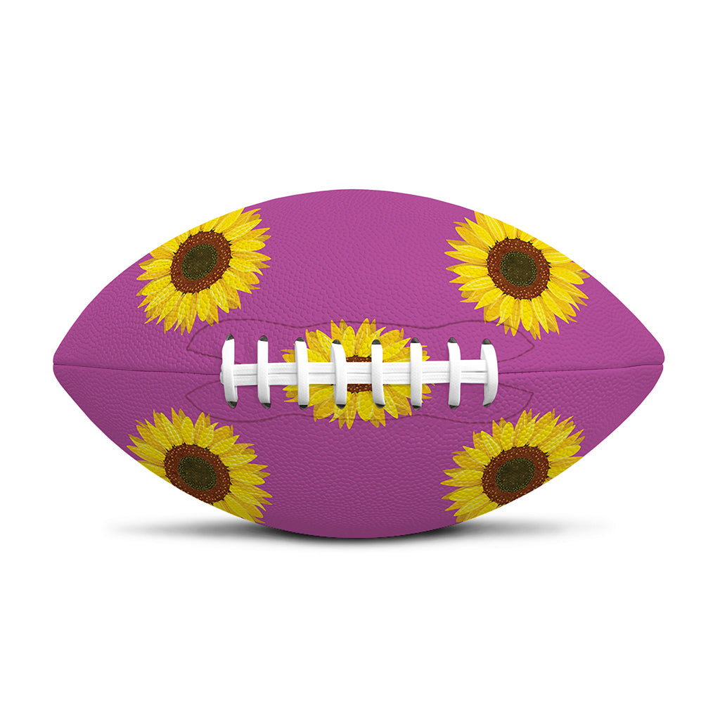Magenta Pink Sunflower Pattern Print Rugby Ball