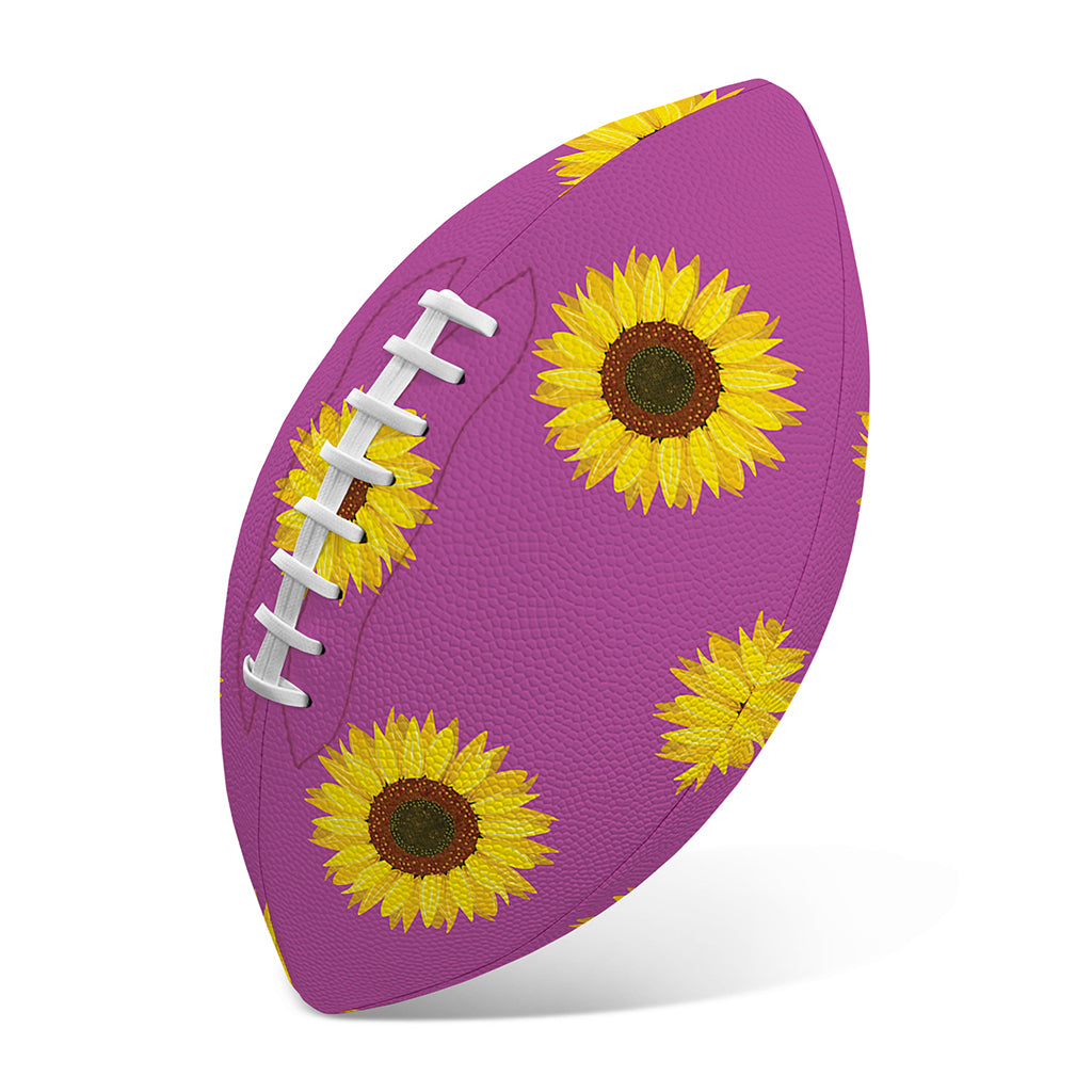 Magenta Pink Sunflower Pattern Print Rugby Ball
