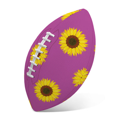 Magenta Pink Sunflower Pattern Print Rugby Ball