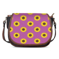 Magenta Pink Sunflower Pattern Print Saddle Bag