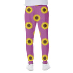 Magenta Pink Sunflower Pattern Print Scuba Joggers