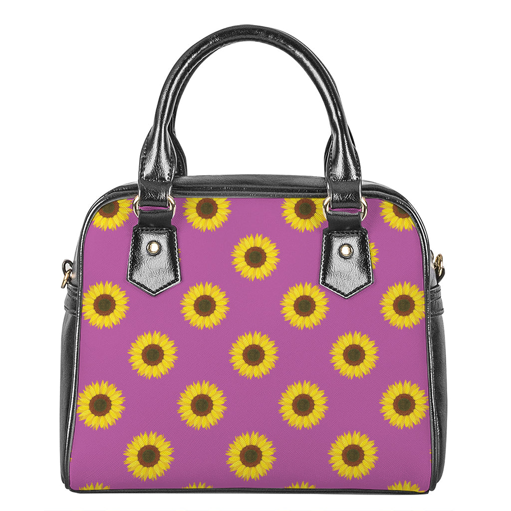 Magenta Pink Sunflower Pattern Print Shoulder Handbag