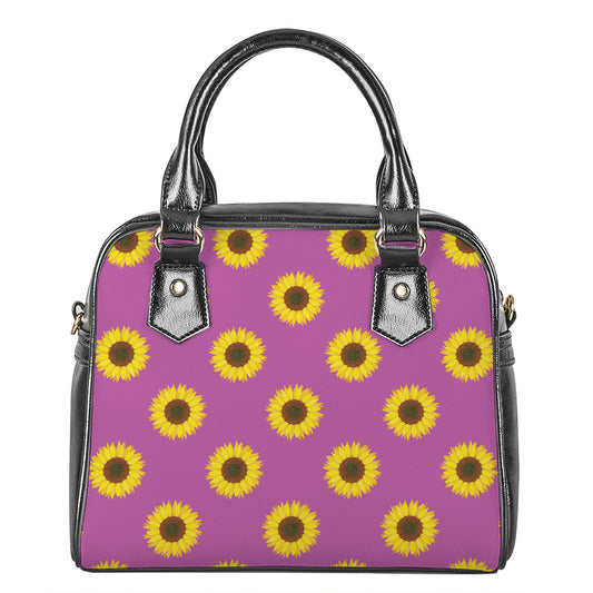 Magenta Pink Sunflower Pattern Print Shoulder Handbag