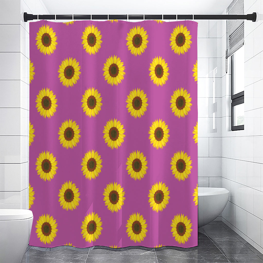 Magenta Pink Sunflower Pattern Print Shower Curtain