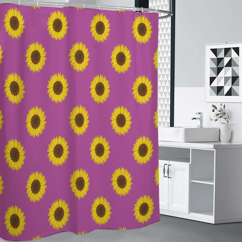 Magenta Pink Sunflower Pattern Print Shower Curtain