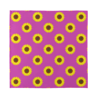 Magenta Pink Sunflower Pattern Print Silk Bandana