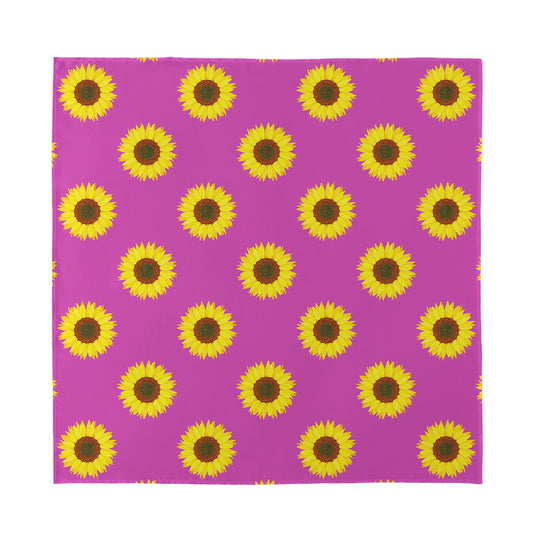 Magenta Pink Sunflower Pattern Print Silk Bandana