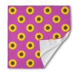 Magenta Pink Sunflower Pattern Print Silk Bandana