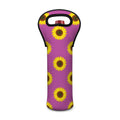 Magenta Pink Sunflower Pattern Print Single Neoprene Wine Tote