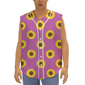 Magenta Pink Sunflower Pattern Print Sleeveless Baseball Jersey