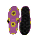 Magenta Pink Sunflower Pattern Print Slippers