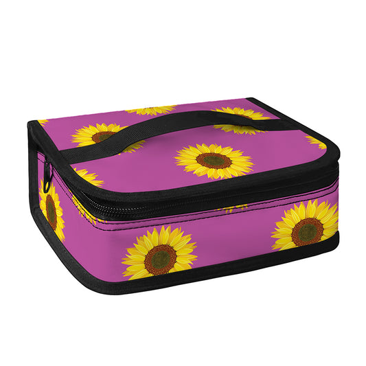 Magenta Pink Sunflower Pattern Print Small Lunch Bag